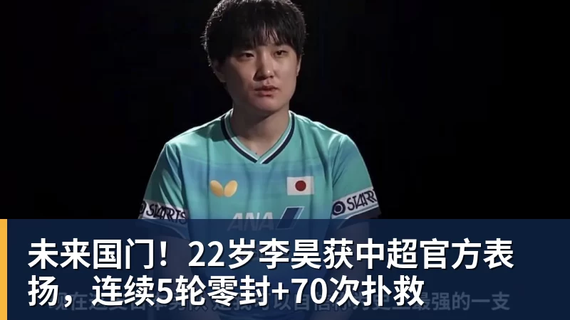 球盟会体育未来国门！22岁李昊获中超官方表扬，连续5轮零封+70次扑救